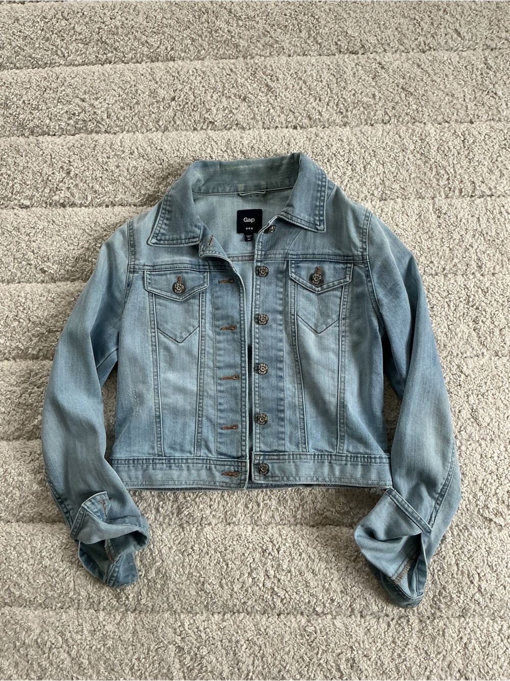 GAP Y2K Light Wash Blue Cropped Denim Jacket